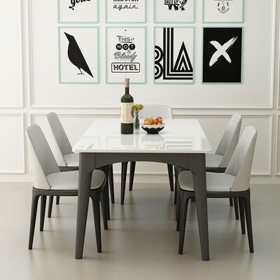 Nordic 6 Seater Luxury Marble Dining Table Set Scratch Resistant Customized Size