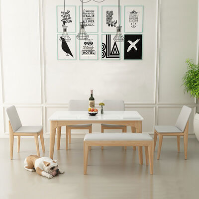 Nordic 6 Seater Luxury Marble Dining Table Set Scratch Resistant Customized Size