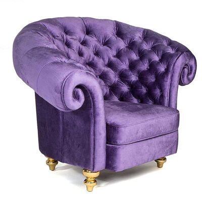 Purple Velvet 3 Seats Button Tufted Sofa Wood Frame Club Lounge Sofa