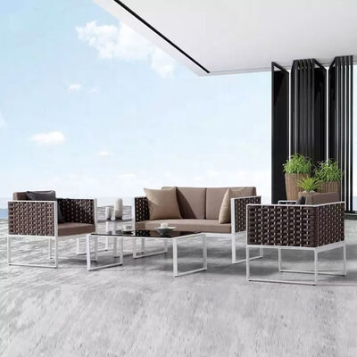 Modern Simple Sofa Set Design Aluminum Frame Rope Waterproof Outside Garden Sofa