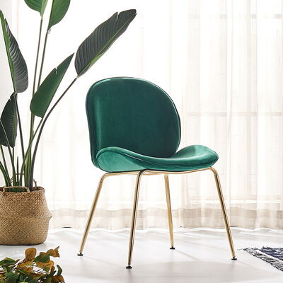 Metal Frame Upholstered Dining Chair Armless Beige Green Ins Style 56x54x84cm