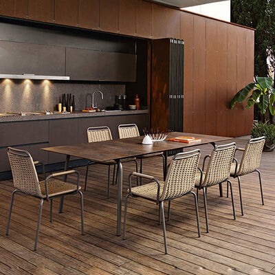 Terrace Balcony Rattan Dining Table And Chairs Leisure Style Garden Furnitures Outdoor