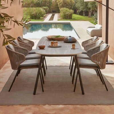 Nordic Rope Rattan Woven Dining Chair Outdoor Furniture Garden 65x70x75cm