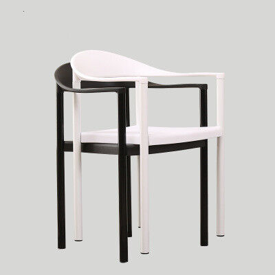 Lounge Outdoor Leisure Chair With Armrest PP Plastic White Black Stacking 35x42x78 CM