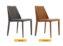 Black Minimalist Dining Chair Saddle Brown Leather Dining Chairs 50cm Seat Height