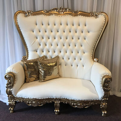 High Back Gold King Bride And Groom Wedding Throne Chairs For Rent 1750x520x550mm