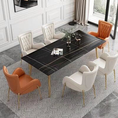 White Metal Frame Dining Chairs With Stainless Steel Legs Leather Cream Leather Tufted Dining Chairs