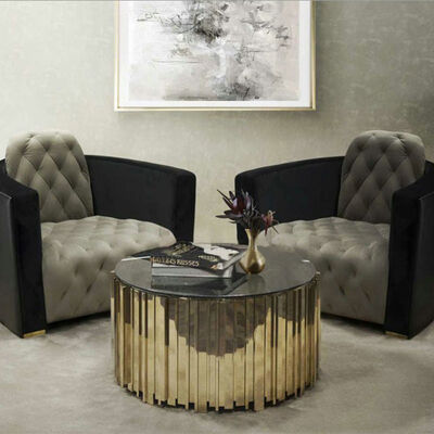 45x57cm Luxury Living Room Center Table For Black Sofa Round Side Metal Base