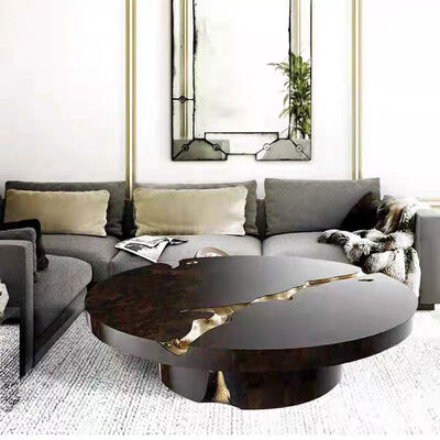 3ft 4ft Black White Round Natural Stone Top Coffee Tables For Kitchen Crack Italy