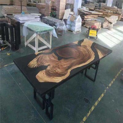 Walnut  River Run Tabletop Epoxy Resin Live Edge Slab Dining Table Top European