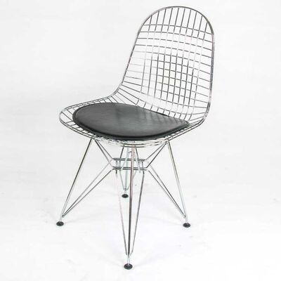 Iron Black Metal Frame Dining Chairs PU Leather Garden Comfy Indoor Outdoor