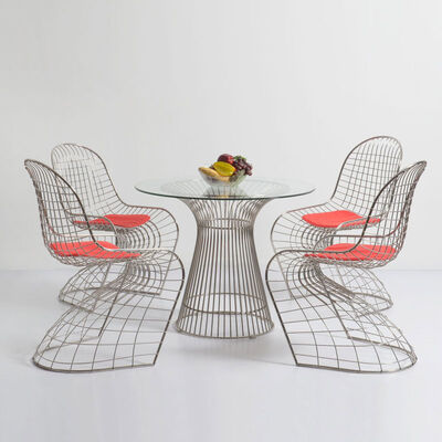 S Shaped Metal Wire Outdoor Dining Chair Classic Designer Simple 53x65x89cm