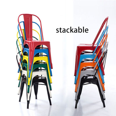 Colourful Restaurant Metal Frame Dining Chairs Vintage Lightweight 43cmx44cmx85cm