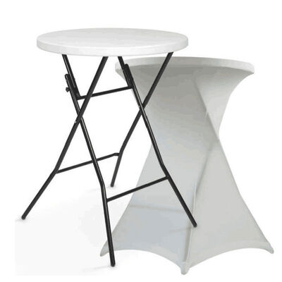 HDPE Plastic Folding Bar Height Bistro Table Portable Round For Party Event Cocktail