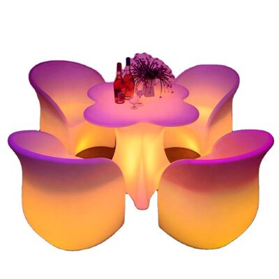 Bom preço Modern KTV Cheap Price Outdoor Coffee Shop Remote Control LED PE Table and Sofa Set for Cocktail bar on-line