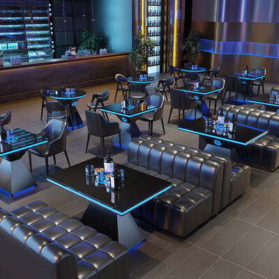 Bom preço Commercial Furniture Coffee Table With Chair For Bar Live House Metal Dining Table With Chair Customized Club Led Light Table on-line