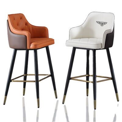 Bom preço Metal Arm Orange Synthetic Leather Stool Cheap Commercial Modern Tall Bar Chair on-line
