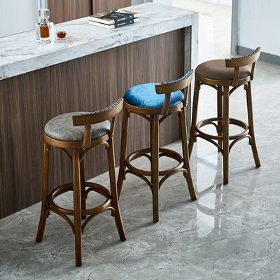 Bom preço Bar Chair Nordic Rustic Classic High Kitchen Counter Stool Modern Wooden Fabric Leather PU Bar Chair on-line