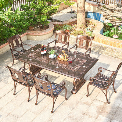 Bom preço Outdoor Cast Aluminum Table and Chair Furniture Courtyard Balcony Garden Sets Customized on-line