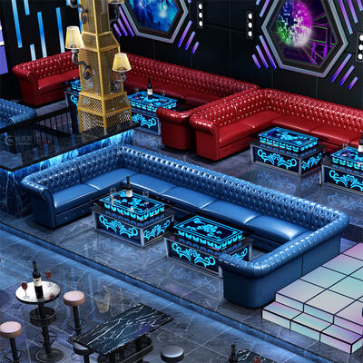 Bom preço Customized bar Family Audio-visual Room Sofa Table Combination Against the Wall U-shaped L-shaped Luxury Club Sofa Set Furniture on-line