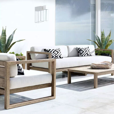 Bom preço Luxury Teak Outdoor Furniture Patio Couch Modern Resort Outdoor Lounge Sofa Set on-line