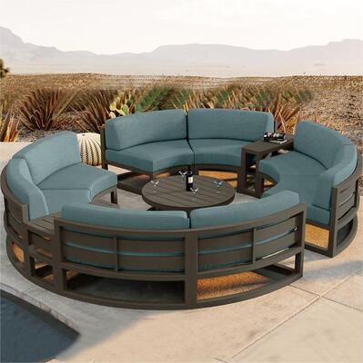 Bom preço Luxury Outdoor Sofa Courtyard Villa Garden Outdoor Arc-shaped Leisure Combination Aluminum Alloy Waterproof Sunscreen Sofa on-line