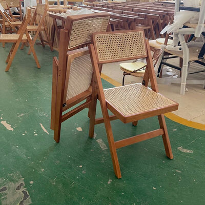 Bom preço Nordic Home Dining Room Single Chairs Backrest Balcony Solid Wood Cafe Rattan Folding Chair on-line