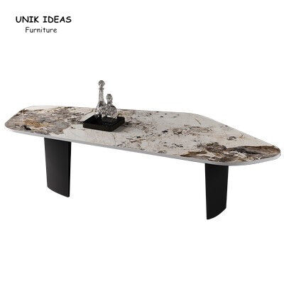 Bom preço A mesa de centro superior da pedra de mármore branca preta ajusta L140xW60xH38cm de aço inoxidável on-line
