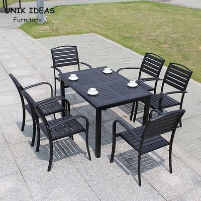 Bom preço Mesa de jantar exterior impermeável preta D80xL120xH73CM da mobília do jardim do pátio on-line