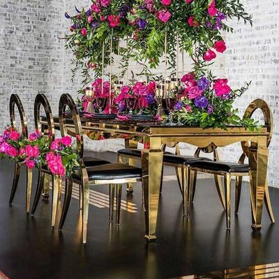 Bom preço Quadro de aço inoxidável superior de vidro 0.42cbm da tabela 120x240x75cm do casamento da decoração on-line