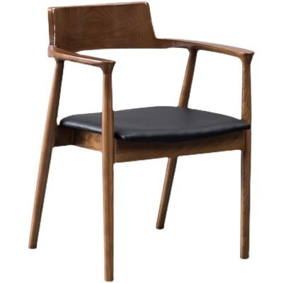 Bom preço Sala de estar do vintage que janta o coxim de Ash Frame Leather Cover Sponge da madeira maciça da cadeira on-line