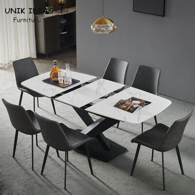 Bom preço A mesa de jantar luxuosa branca e preside 150cm 140cm 130CM 160cm 6 assentos estendidos on-line